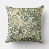 ロール状アカントスセージとティール(緑がかった色) クッション (正面)