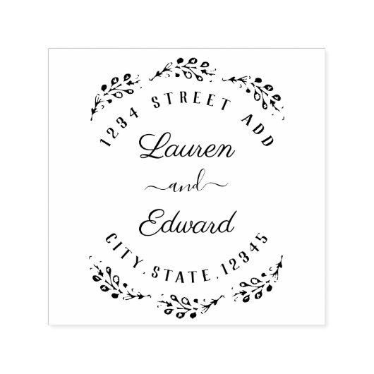 ローレエレガントルのカップル名結婚の差出人住所 セルフインキングスタンプ (デザイン)