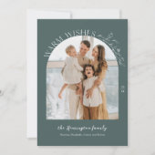 ローレエレガントルアーチフォトホリデーカードエバーグリーン 招待状 (正面)