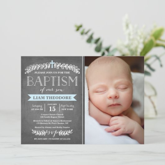 ローレエレガントルスブルー|洗礼招待状 招待状 (スタンド正面)