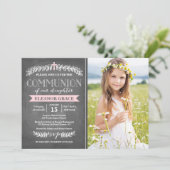 ローレエレガントルス·ピンク|コミュニオン招待状 招待状 (スタンド正面)