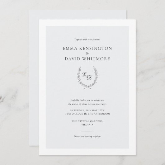 ローレエレガントルリースミニマル結婚リスト 招待状 (正面/裏面)