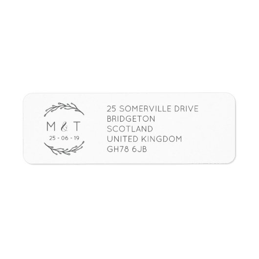 ローレエレガントルリーフ結婚の差出人住所ラベル ラベル (正面)