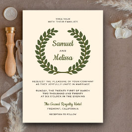 ローレエレガントル葉リース結婚式招待状 招待状