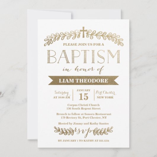 ローレエレガントル金ゴールド | バプテスマ招待状 招待状 (正面)