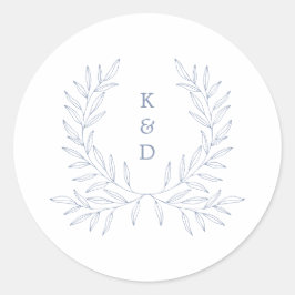 ローレミニマルルフォーマル結婚式招待状K310青 ラウンドシール