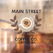 ローレルとコーヒーカップの小さなビジネス ウィンドウサイン (シート2)