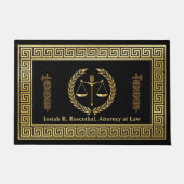 ローレルはかりで測リースギリシャ鍵ファシーズ弁護士 ドアマット (正面)