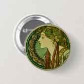 ローレルアルフォンスミュシャヴィンテージアールヌーボー 缶バッジ (正面&裏面)