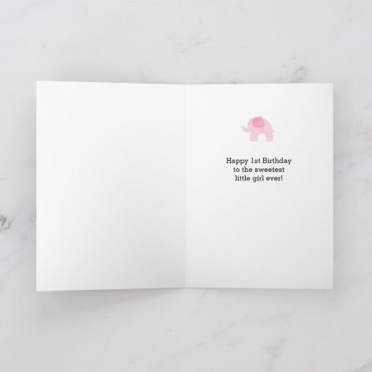 ローレルウォーターカラーピンクエレファント1st誕生日 カード (内部)