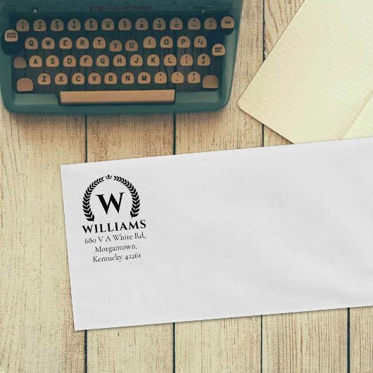 ローレルエレガントモノグラムカスタム差出人住所 ラバースタンプ