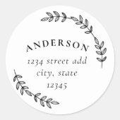ローレルエレガントリースファミリー名差出人住所 ラウンドシール (正面)