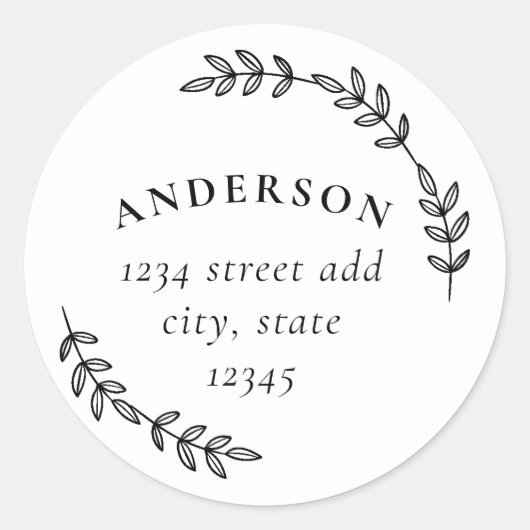 ローレルエレガントリースファミリー名差出人住所 ラウンドシール (正面)