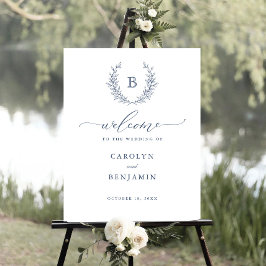 ローレルエレガントリースモノグラムクレストウェルカムサイン ポスター