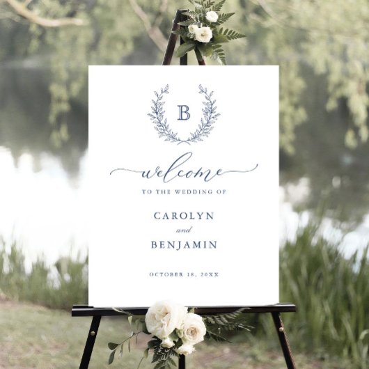 ローレルエレガントリースモノグラムクレストウェルカムサイン ポスター