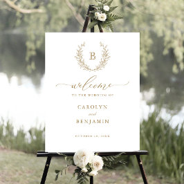 ローレルエレガントリースモノグラムクレストウェルカムサイン ポスター