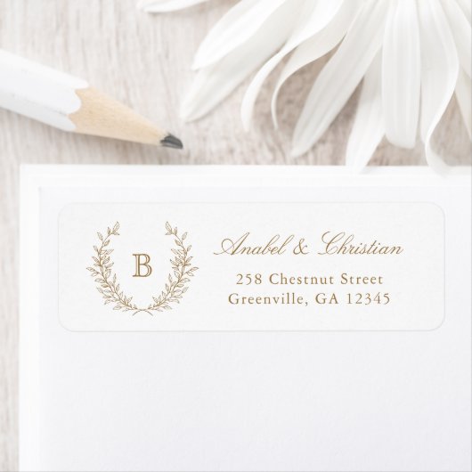 ローレルエレガントリースモノグラム差出人住所 ラベル (インサイチュ)