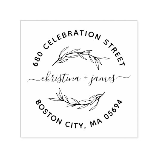 ローレルエレガントリーフ差出人住所 セルフインキングスタンプ (デザイン)