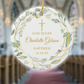 ローレルガラパーソナライズされたンド金ゴールドボーイガールバプテスマ セラミックオーナメント