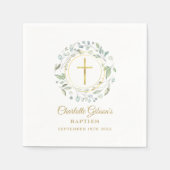 ローレルガーランドフェイクゴールドフォイルバプテスマ《キリスト教》洗礼式や命名式 スタンダードカクテルナプキン (正面)