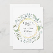 ローレルガーランドフェイクゴールドフォイル結婚ズ サンキューカード (正面/裏面)