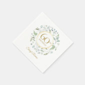 ローレルガーランド金ゴールド60誕生日 スタンダードカクテルナプキン (角)