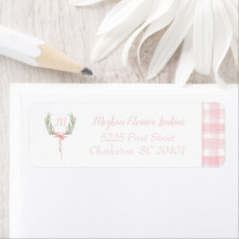 ローレルクレストイニシャルピンクジンガム差出人住所 ラベル