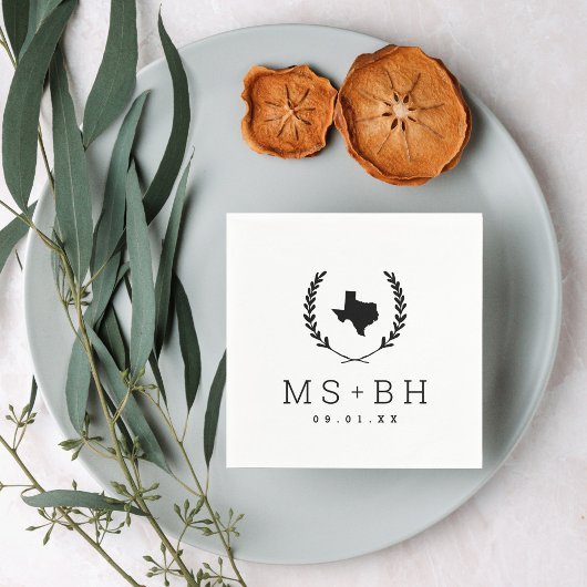 ローレルクレストテキサス州結婚ズモノグラム スタンダードカクテルナプキン