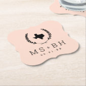 ローレルクレストテキサス州結婚ズモノグラム |赤面 ペーパーコースター (アングル)