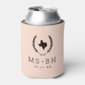 ローレルクレストテキサス州結婚ズモノグラム |赤面 缶クーラー (缶正面)