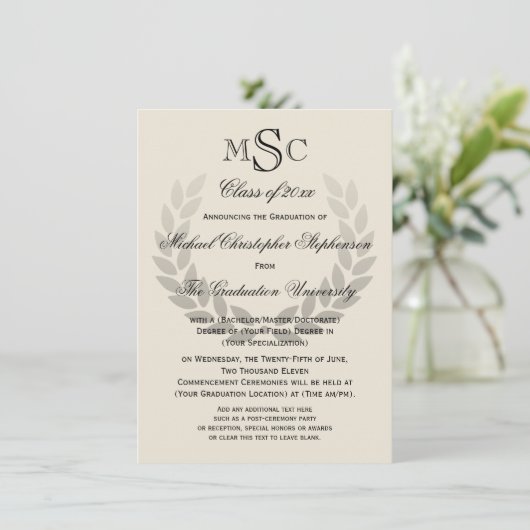 ローレルクレストモノグラムクラシック大学の卒業 招待状 (スタンド正面)