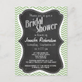ローレルグリーンシェブロンストライプ;シルクボードルック インビテーションポストカード (正面)