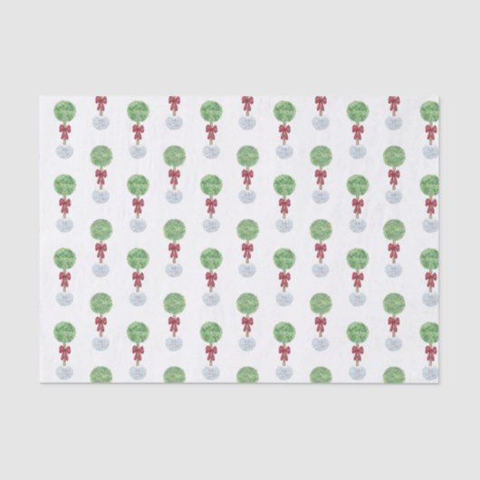 ローレルトピアリーツリーツイストステムレッドボウ 薄葉紙 (正面)