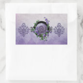 ローレルハースト、ヴィンテージ花模様:春アイリス 長方形シール (バッグ)