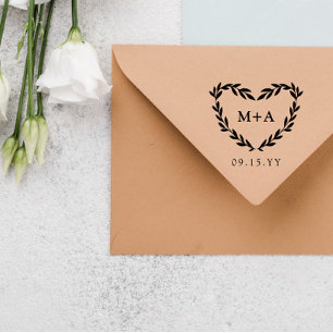 ローレルハートリースイニシャル結婚と日付 ラバースタンプ