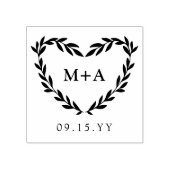 ローレルハートリースイニシャル結婚と日付 ラバースタンプ (インプリント)