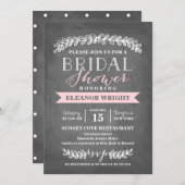 ローレルピンクバナー | ブライダルシャワー 招待状 (正面/裏面)