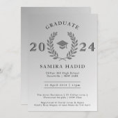 ローレルフォーマルリースシルバー卒業キャップパーティー 招待状 (正面/裏面)