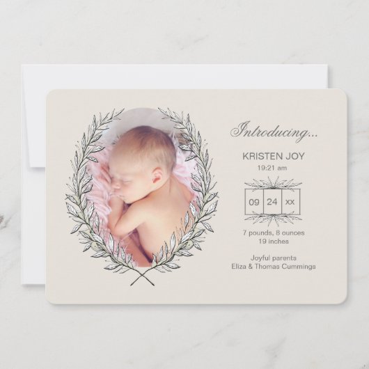 ローレルフレーム写真誕生のお知らせ 案内状 (正面)