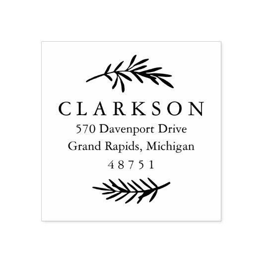 ローレルブランチカスタム差出人住所スタンプ ラバースタンプ (インプリント)