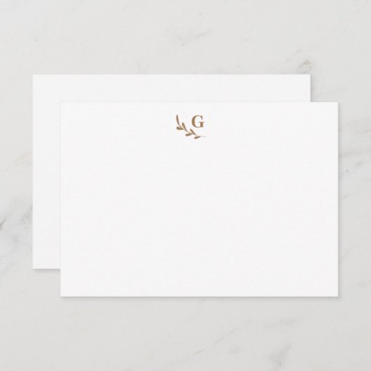 ローレルモエレガントノグラムモチャブラウンシックフラット ノートカード (正面/裏面)