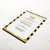 ローレルモノグラムのブラックとフォイルの卒業箔 箔招待状 (回転した状態)