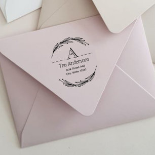 ローレルモノグラムファミリーネーム差出人住所 ラバースタンプ