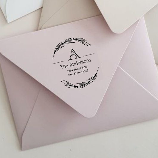 ローレルモノグラムファミリーネーム差出人住所 ラバースタンプ