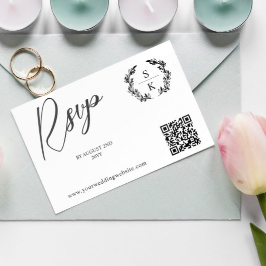 ローレルモノグラムQRコードオンラインRSVP 出欠カード