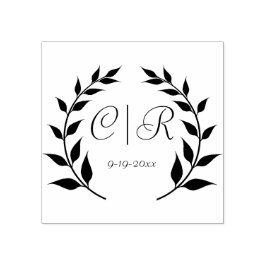 ローレルリースとモノグラム結婚とその日付 ラバースタンプ