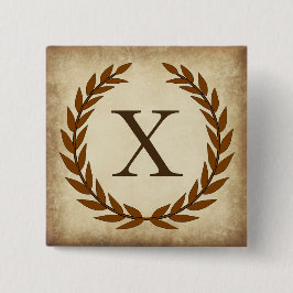ローレルリースエイジドパピルスイニシャルX 缶バッジ