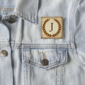 ローレルリースエイジドパピルスモノグラムイニシャルJ 缶バッジ (インサイチュ)