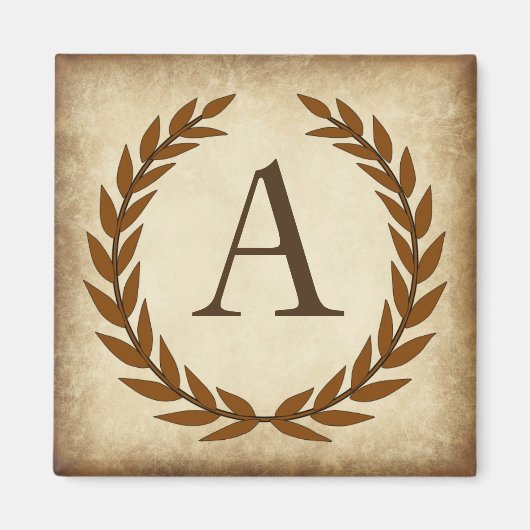 ローレルリースエイジングパピルスイニシャルA マグネット (正面)