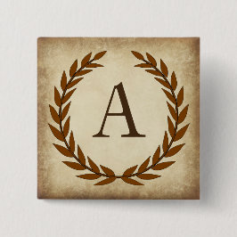 ローレルリースエイジングパピルスイニシャルA 缶バッジ